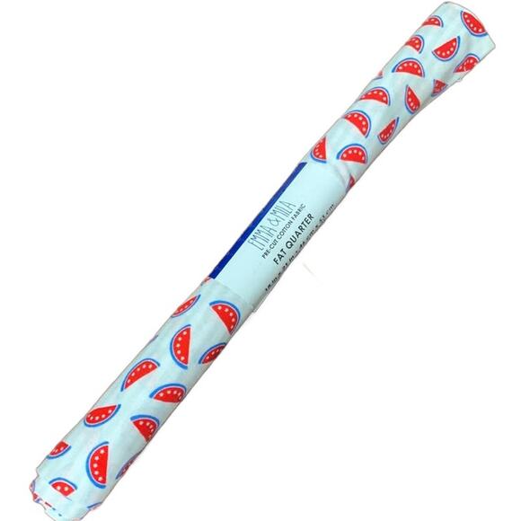 New Emma & Mila 18" X 21" Watermelon Slice Cotton Fat Quarter FQ Quilting Fabric - Picture 3 of 5